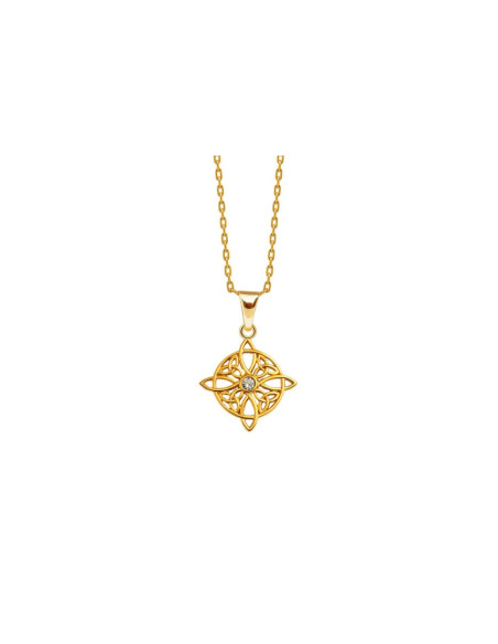 PENDENTIF NŒUD DE SORCIÈRE PLAQUÉ OR 18K ET OXYDE ZIRCONIUM - CHAINE EN ACIER